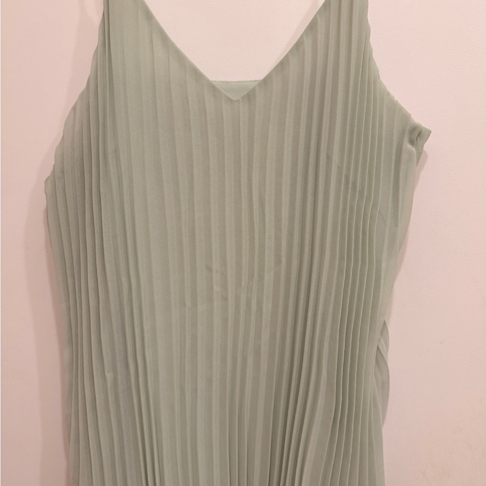 a new day Sage Green Pleated V-Neck Tank Top
